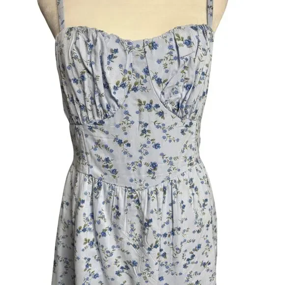 Hollister Baby Blue Floral Tiered Lace Mini Dress - M - Picture 5 of 14